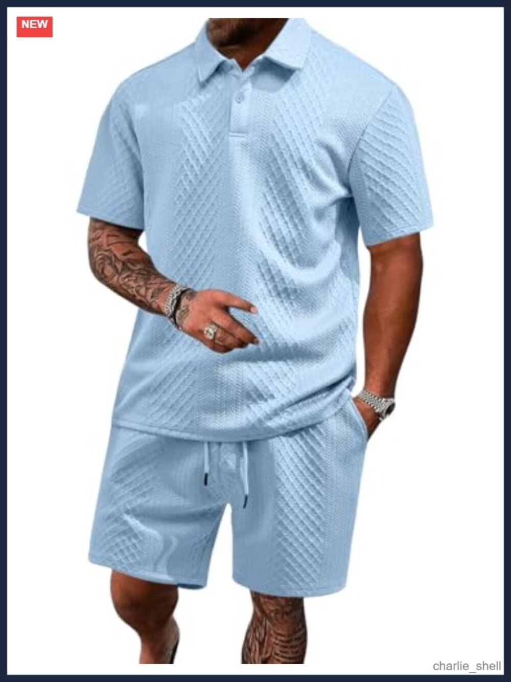 Men's 2 Piece Outfit Polo Shirt and Shorts Set Athletic Jogging Summer Tracksuit